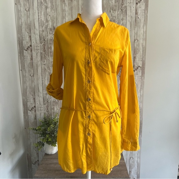 Tory Burch Yellow Button-Down Tunic Shirt XS - Picture 1 of 10